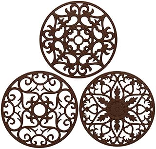 ME.FAN 3 Set Silicone Multi-Use Intricately Carved Trivet Mat - Insulated Flexible Durable