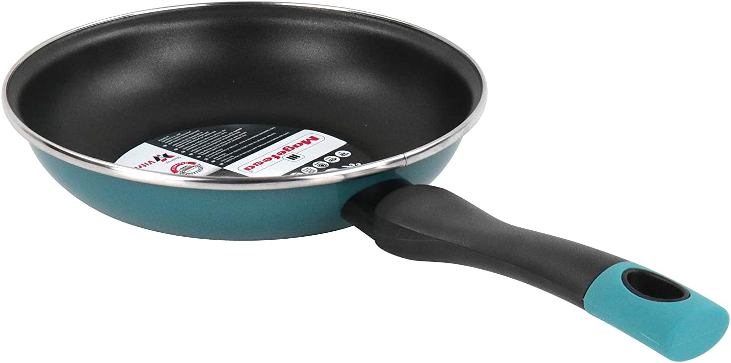 Magefesa Frying Pan 20 cm Enamelled Steel Exterior Blue Non-Stick Double Layer Reinforced Suitable for All Hob Types Special Induction 50% Energy Saving
