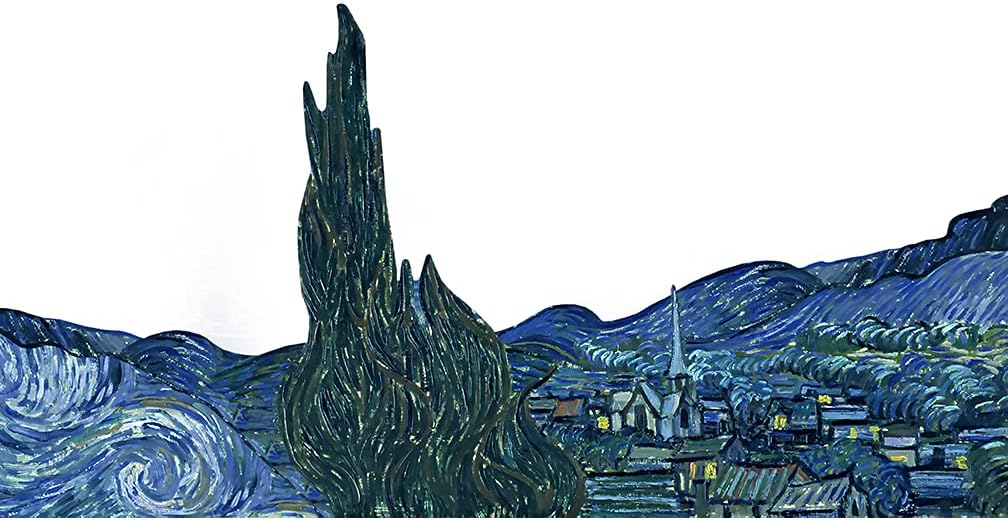 H13137 Famous 1889 Star Night Landscape Cardboard Cutout