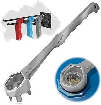 Bung Wrench, 3-in-1 Drum Wrench Upgraded, Aluminum Barrel Opener Tool for Opening 10 15 20 30 55 Gallon Drum, Fits 2" and 3/4" Bung Cap Silver