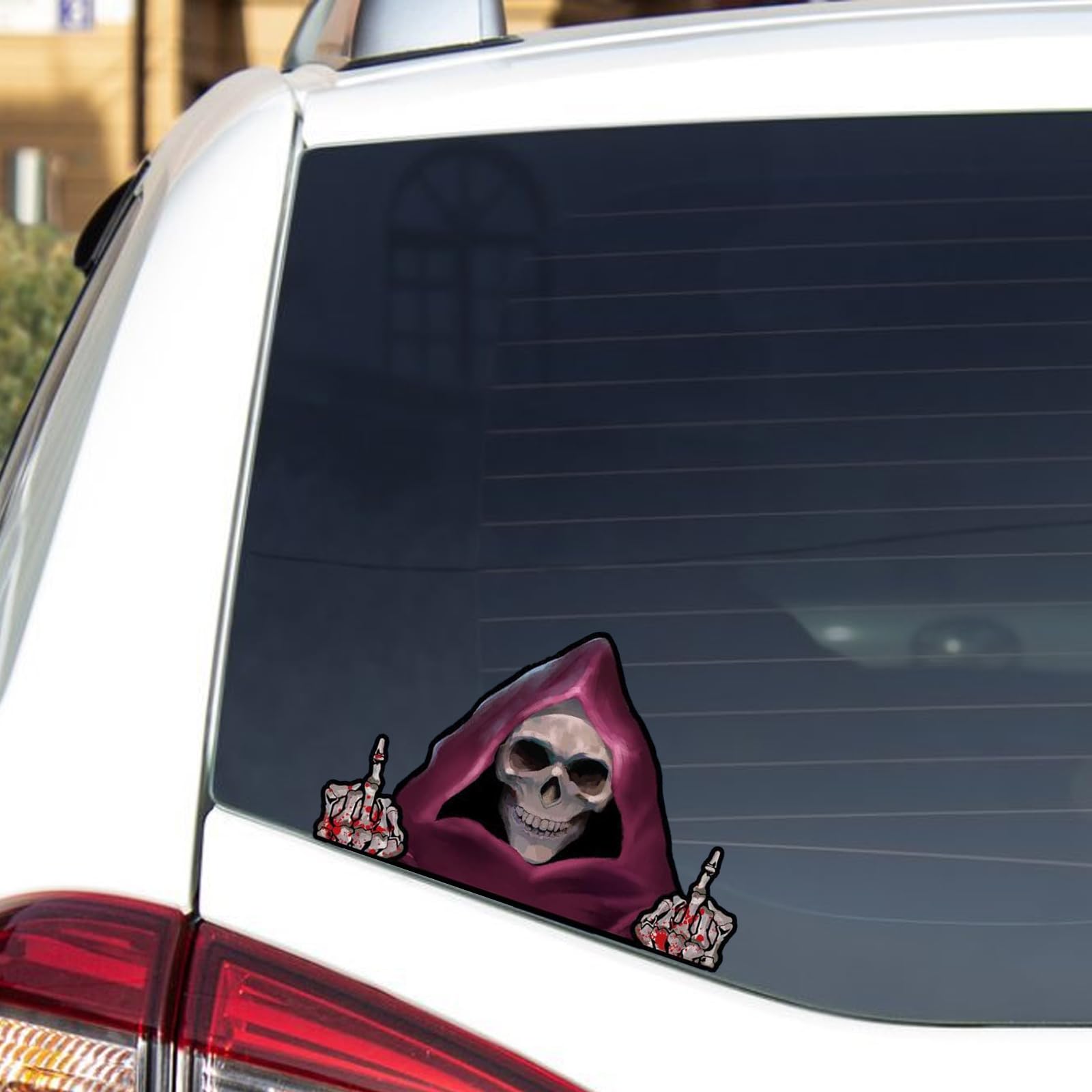 Smeyta Halloween Car Sticker Decal,PVC Car Decal for Window,Halloween Middle Finger Sticker,Halloween Bumper Sticker,Car Bumper Stickers,Halloween Decor(Style-10,1PC)