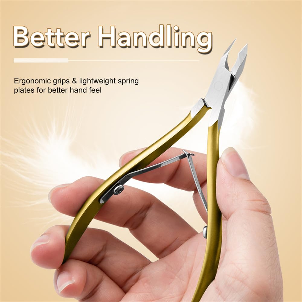 1 Stück Nagelhautzange Fingernagel Nagelhautschere Trimmen Edelstahl Nagelknipser Cutter Zange Maniküre Werkzeug, Gold, 11cm