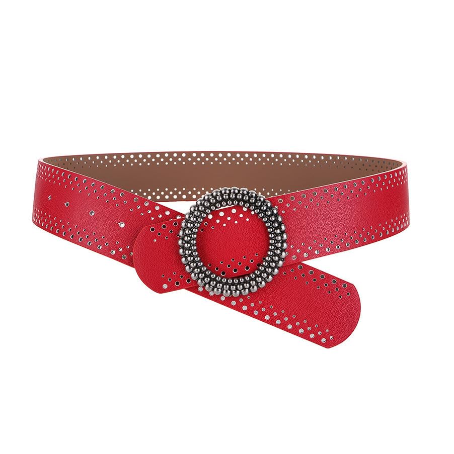 Women's Elegant Wide Belt PU Jeans Dresses Waist Belt with Round Vintage Buckle Decorative Hip Belt Fashion Belt2