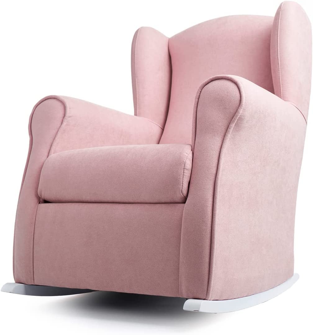 Genérico Sillón Butaca de Lactancia Rosa Palo - tapizado Antimanchas - Pata Lacado Blanco
