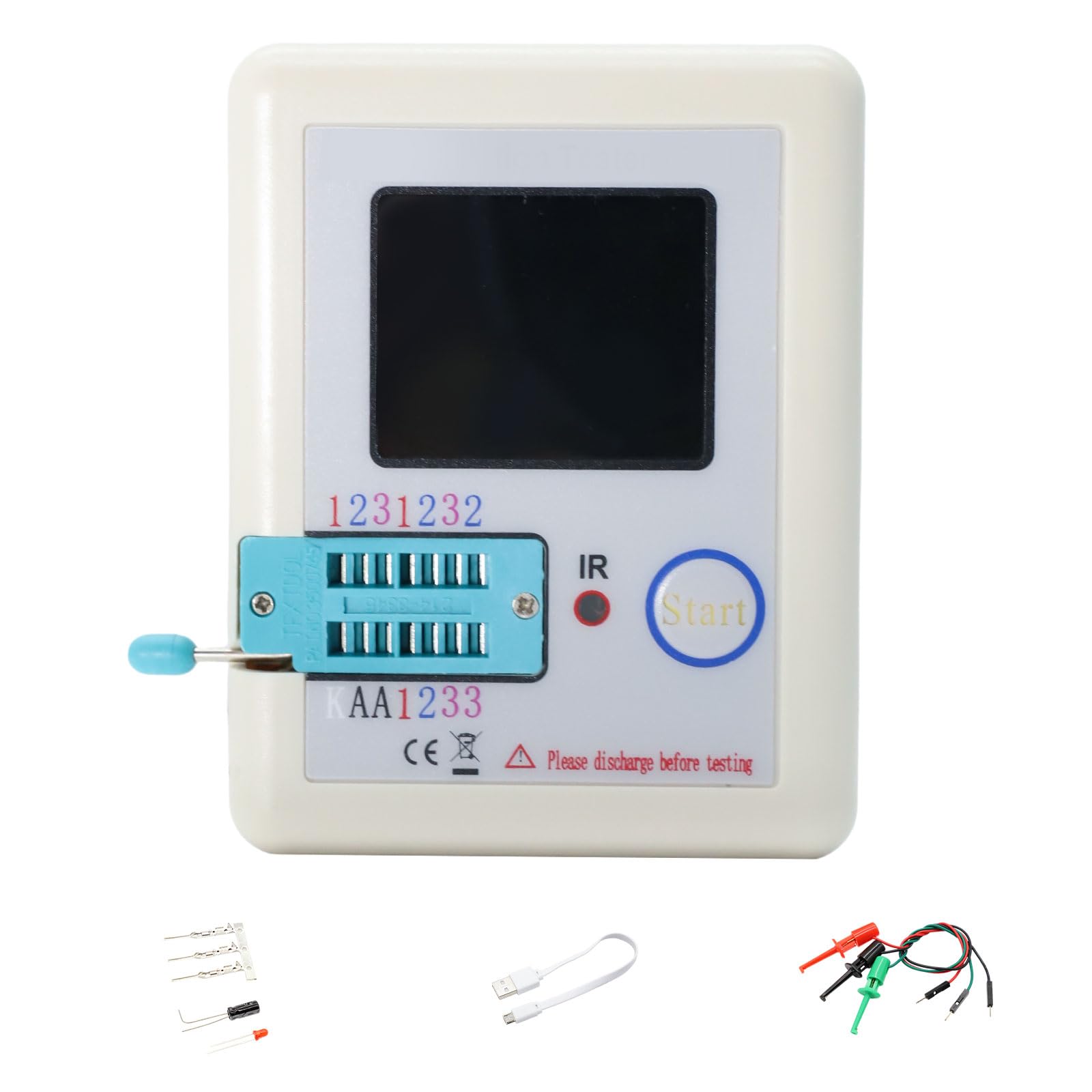 Tester transistor multifunzione per fotoaccoppiatore, IGBT, tiristore, NPN, PNP, NMOS, rilevamento PMOS con indicatori LED, strumento di riparazione elettronico portatile per diagnostica di circuiti
