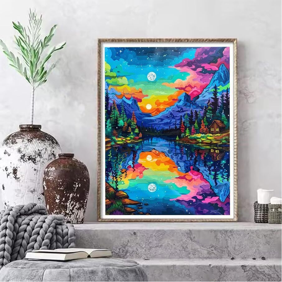 Broderie diamant lune kit complet de qualité supérieure 70x90cm