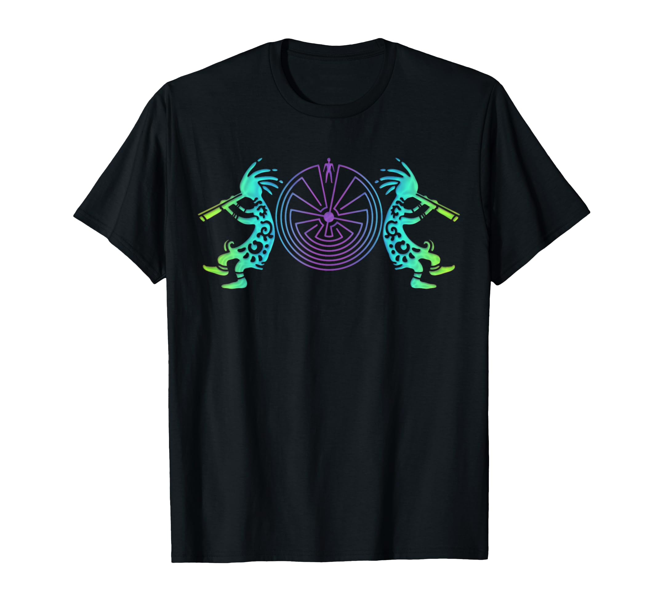 Kokopelli Duo With Man In The Maze Symbol 2 - Fan Fun T-Shirt