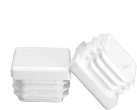 Prescott Plastics 1" Inch Square Plastic Plug Insert 4 Pack, White End Cap for Metal Tubing, Fence, Glide Insert for Pipe Post, Chairs and Furniture - Chair Glide - Square Cap