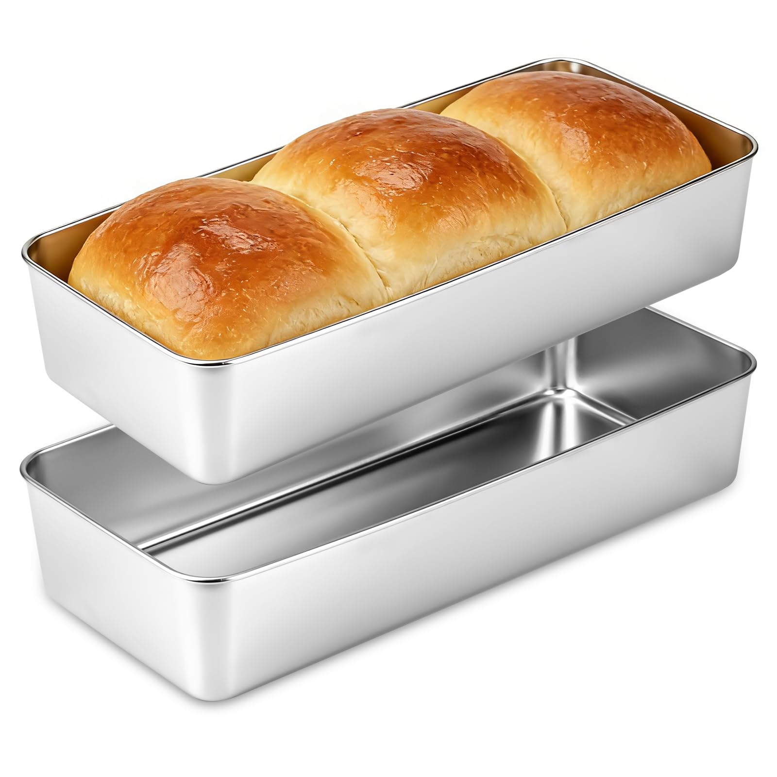 Romon Plumcake Mould, 2 Pieces Bread Mould, Food Grade, Rustproof, Dishwasher Safe, Pan Brioche Moulds for Cakes, Pastries (33 x 15 x 6.5 cm)