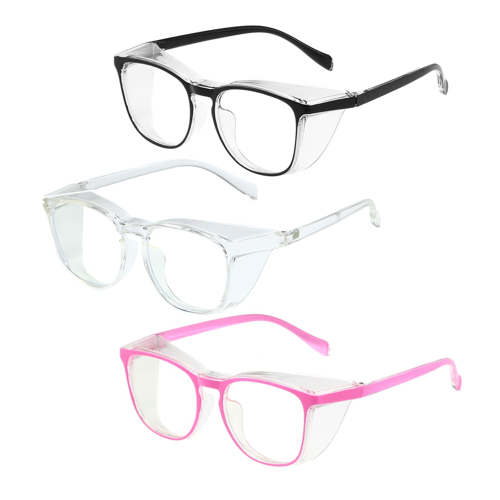 Gafas de seguridad redondas para mujeres, enfermeras, antivaho, elegantes, cómodas, con escudos laterales, protección ocular para adultos, color morado