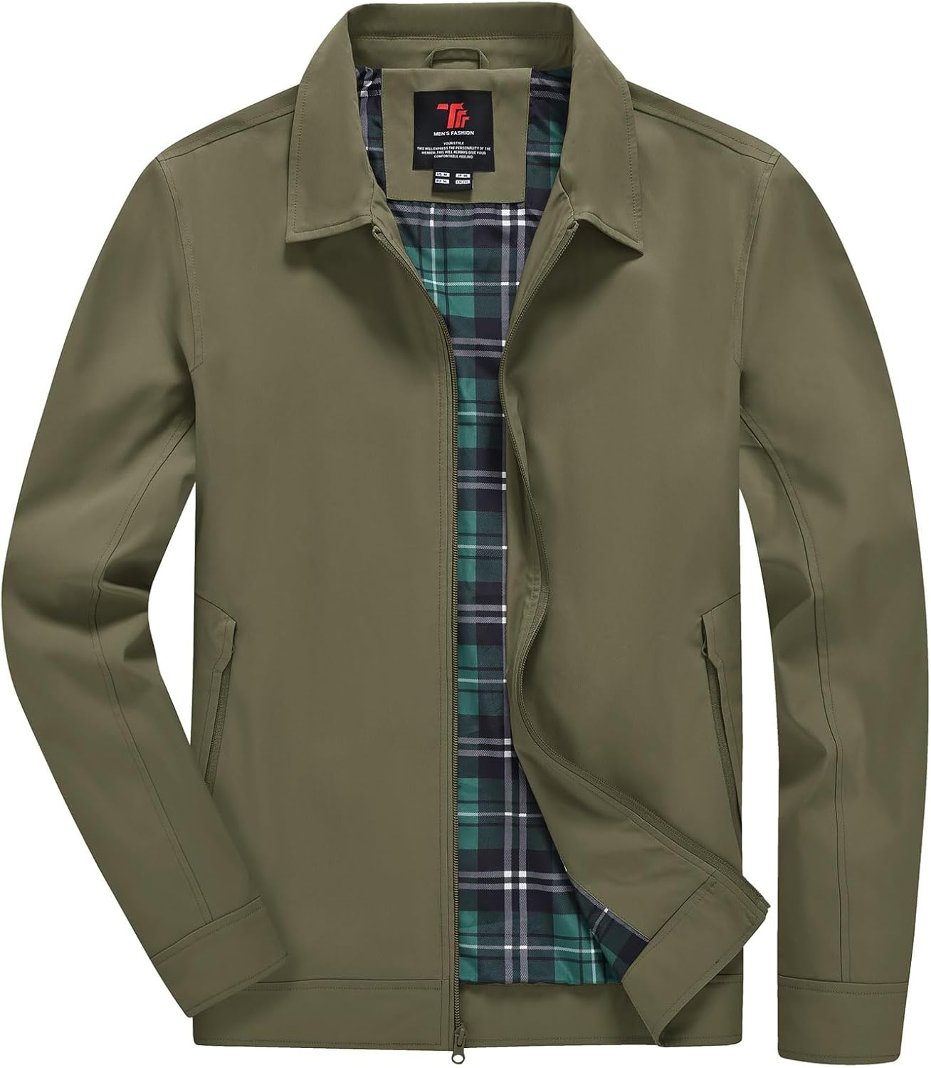 YSENTO Men's Light Jackets Lightweight Bomber Jackets Collared Work Golf Windbreakers with Zip Pockets