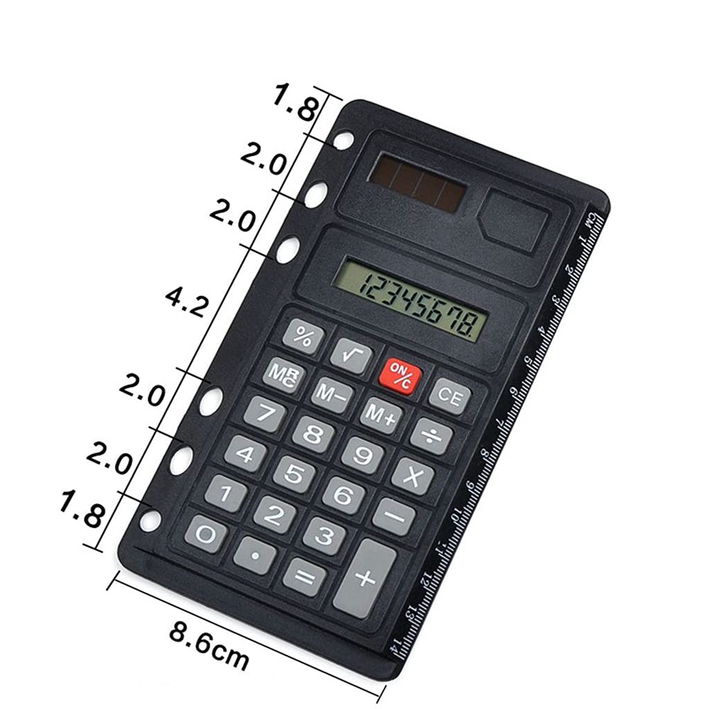 8 Digits Solar Calculator Creative Loose Leaf Binder Spiral Calculator with Ruler School Office Supplies