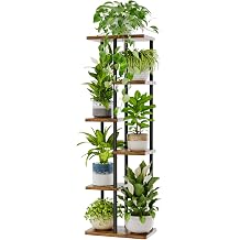 Bamworld Plant Stand 6 Tier Tall Shelf for Multiple Plants Brown | Tiered indoor shelf adds vertical display space to living rooms, bedrooms, balconies, patios, or gardens.