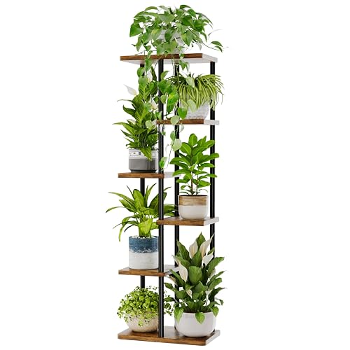 Bamworld Suporte alto para plantas de interior de 6 níveis, prateleira de metal 