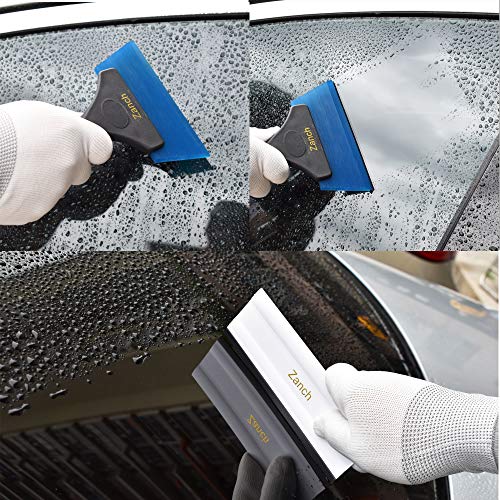 Zanch 10Pcs Vehicle Window Tint Wrap Tool Kits,Auto Vinyl Film Wrapping,Car Graphic Decal Applicator,Wallpaper Tools,Edge Razor Blades,Felt Squeegee,Conqueror Corner Squeegee Scraper,Shower Squeegee.