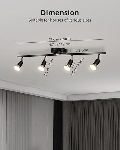 Miniatura 4 de Bojim Kit de iluminación LED de 6 luces, iluminación de techo con cabezales de luz ajustables y brazos de luz plegables, iluminación negra mate para