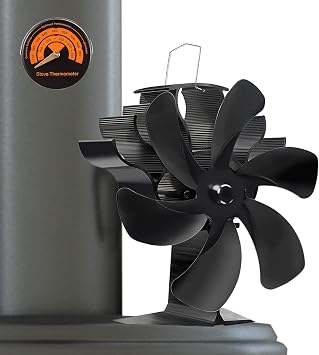 6-Blade Wood Burning Stove Fireplace Fan - Non-Electric, Silent Motor, Heat-Powered Circulates Warm Air for Pellet/Wood Stove