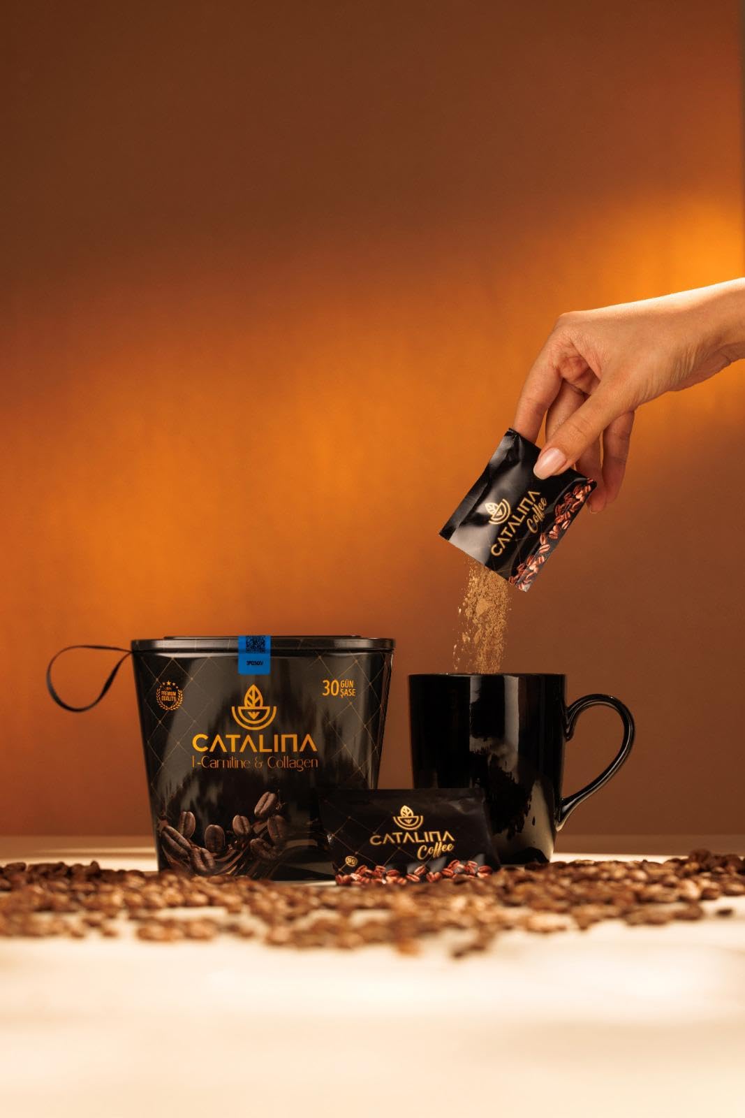 Catalina Kaffee mit L-Carnitin und Kollagen - Premium Instant Löslicher Kaffee für das Morgenritual - 30 Portionen, 150g