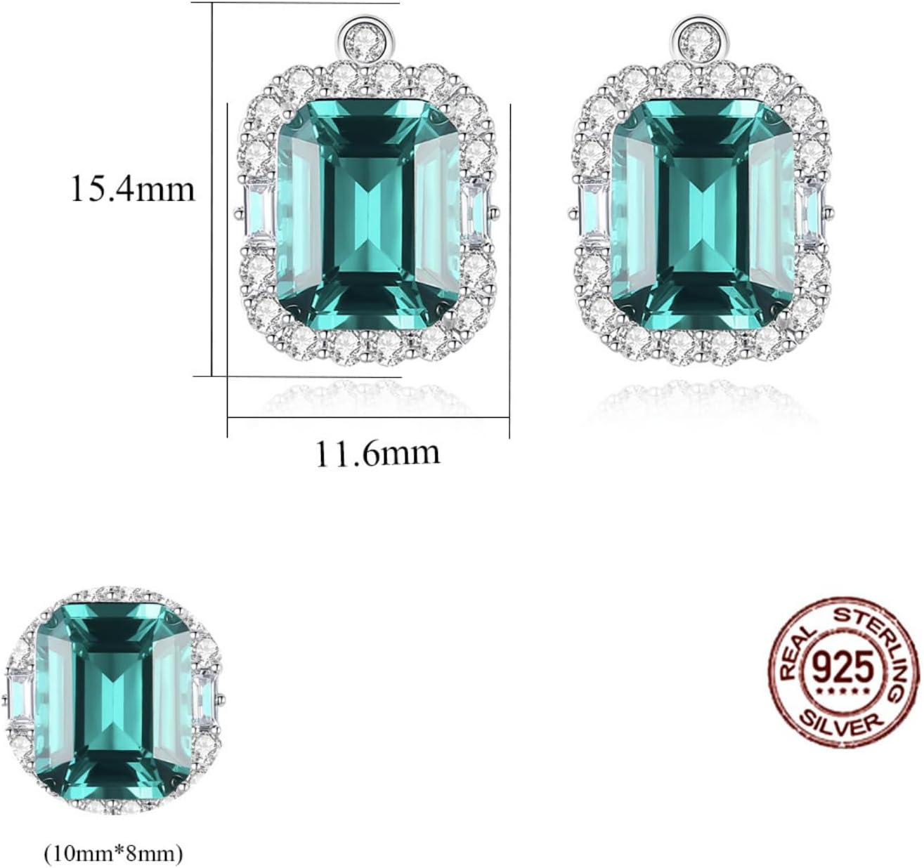 Gemstone Stud Earrings for Women | S925 Sterling Silver Dainty Gem Stone Morganite Stud Earrings | AAAAA Australia Crystal Earrings | Sterling Silver Cubic Zirconia Stud Dangle Drop Earrings Birthday Gift Fashion Jewelry for Women & Teen Girls - Image 6