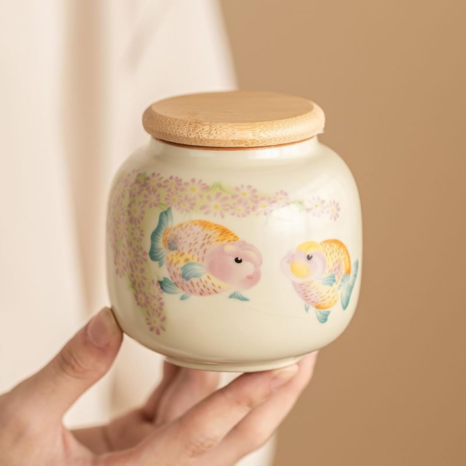 Ru Kiln Ceramics Tea Canisterm, 200ml 6.8oz, Chinese Style Mini Sealed Jar Home Tea Set Accessories