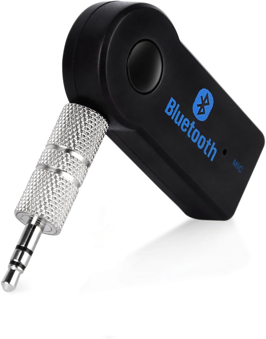 Bluetooth Receiver, URANT Mini Hands Free Car Kit 3.5mm Wireless Audio Adapter For (AUX In)Car/Home Stereo with Mic for iPhone Samsung Smartphones Speaker MP3 - Build in Battery,No Cable, A2DP