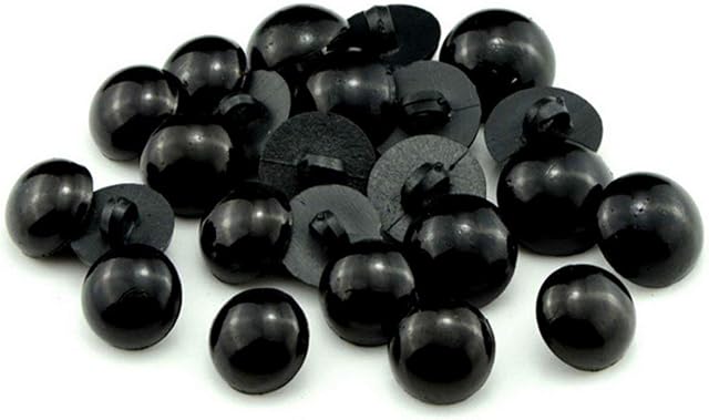 DIVISTAR 100 Pack Glossy Black Shank Acrylic Button Bear Doll Nose EyesSew on Glossy Black Shank Acrylic Button Bear Doll Nose Eyes DIY hand sewing Dia. 10mm