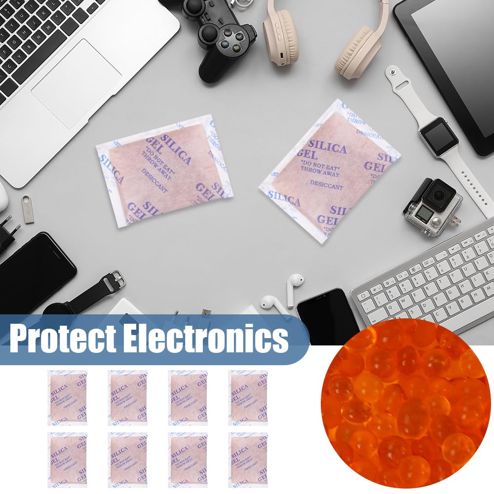 Aolso 100g (8 Bustine) di Gel di Silice Essiccante, Indicatore Essiccante da Arancione a Verde, Riutilizzabili, Gel di Silice Antiumidità per Vestiti, Armadi, Prodotti Elettronici e Gioielli ecc.