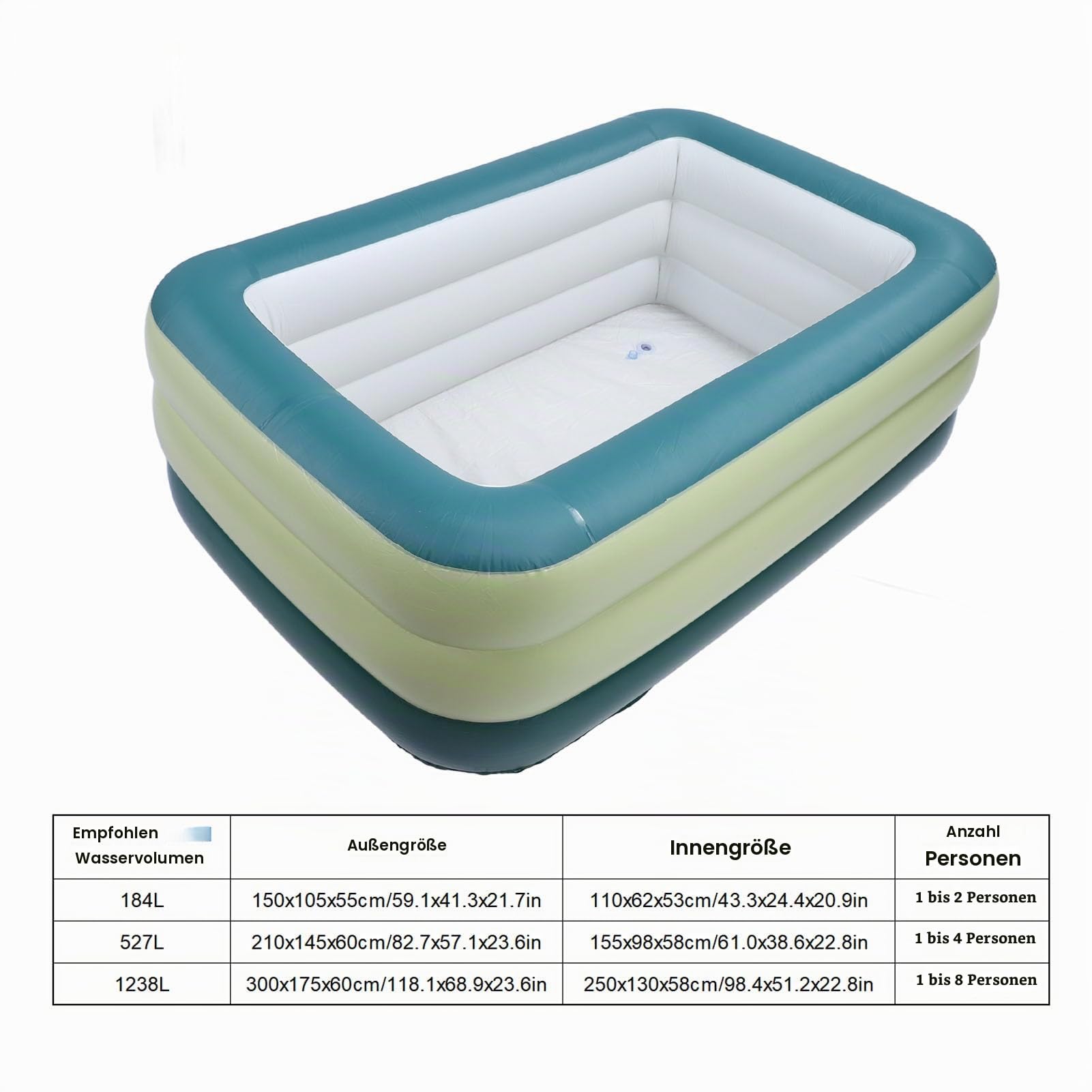 Verdicktes PVC-Aufblasbares Familienbecken Für Kinder, Faltbares Design, Multifunktionale Babybadewanne, Aufblasbares Familienbecken, Hinterhof, Sommer-Wasserparty (1238L)