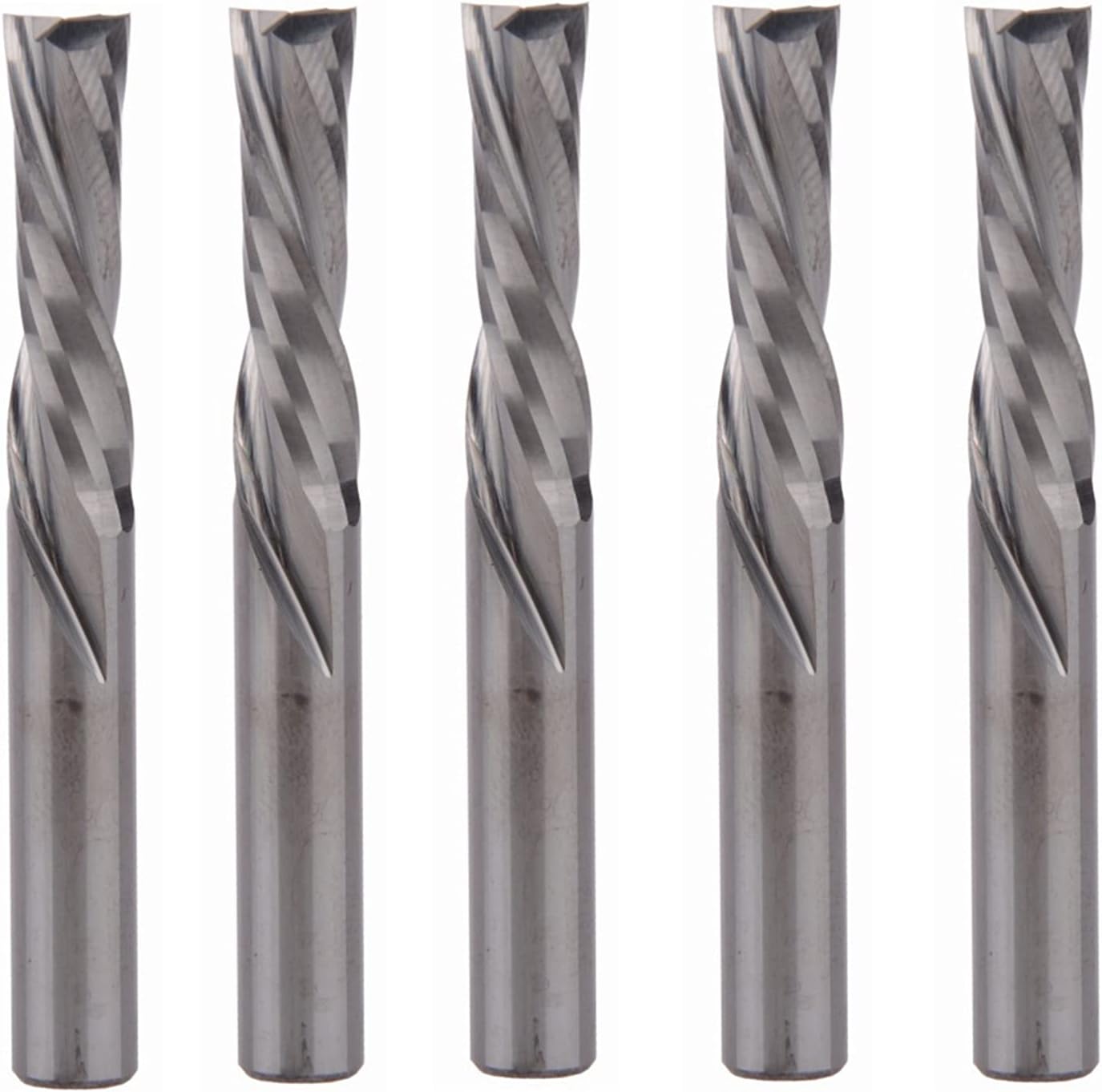 5pcs Compression End Mill Spiral Router Bits Up and Down Cut 6x22mm Two Flutes Spiral Carbide Mill Tool Cutters for CNC Router Wood End Mill