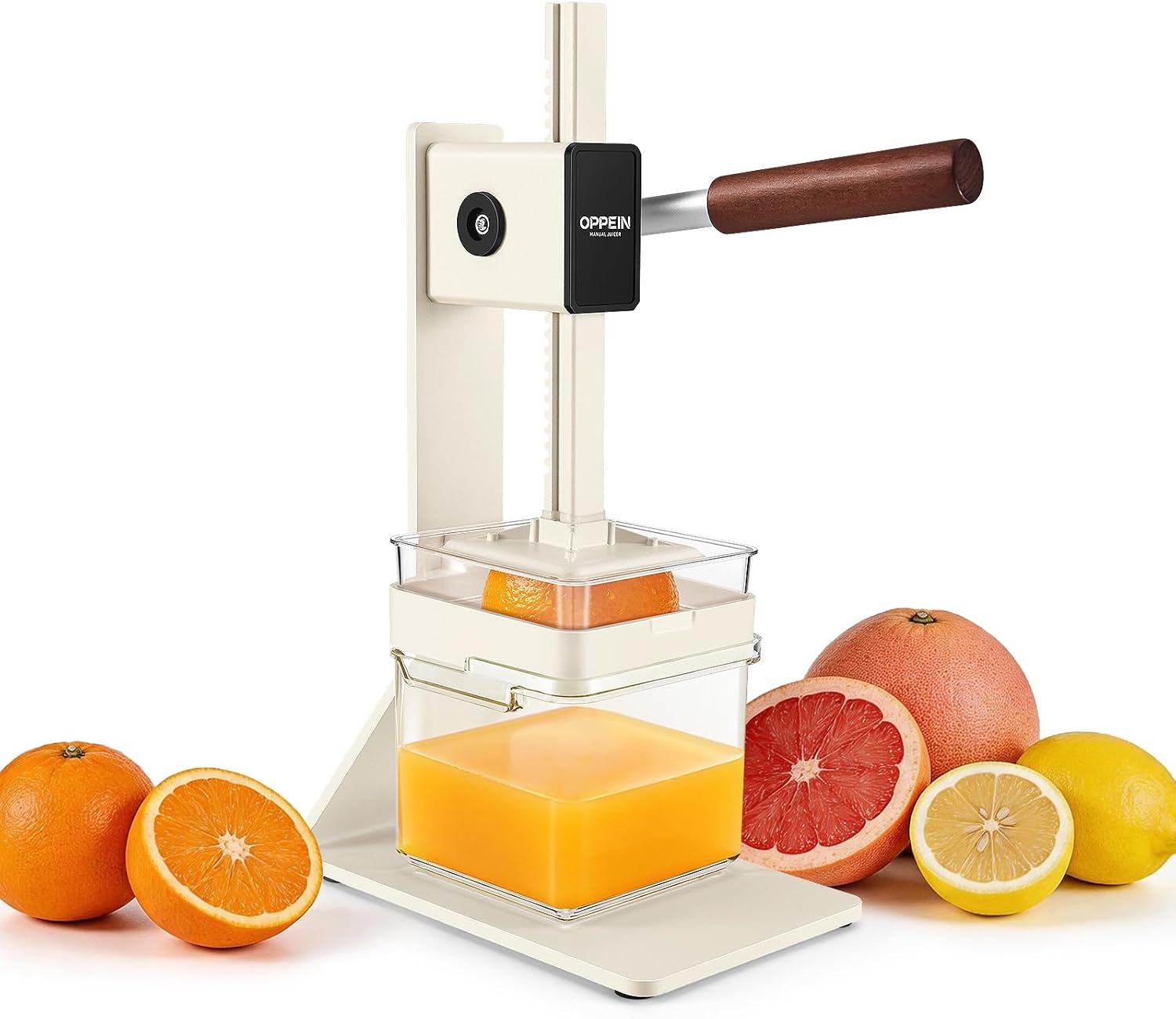 Food-Grade Aluminum Manual Citrus Juicer - Heavy Duty Lever Fruit Press with Anti-Splash Shield & Clear BPA-Free Juice Cup, Hand Squeezer for Oranges, Lemons & Grapefruits, Perfect for Home & Bar