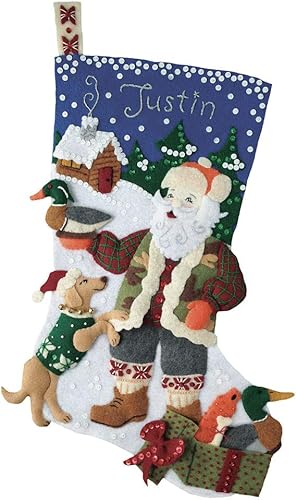 Outdoorsman Santa - Kit de calcetines navideños de fieltro de 18 pulgadas