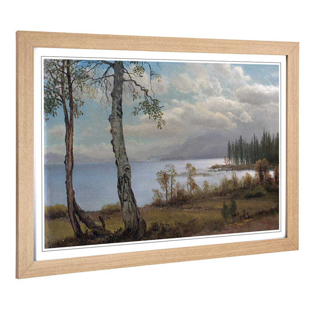 Big Box Art Framed Print of Albert Bierstadt Summer Lake Landscape Design | Wall Art Picture | Home Decor for Kitchen, Living Room, Bedroom, Hallway, Oak, A2 / 24.5x18 Inch / 62x45cm