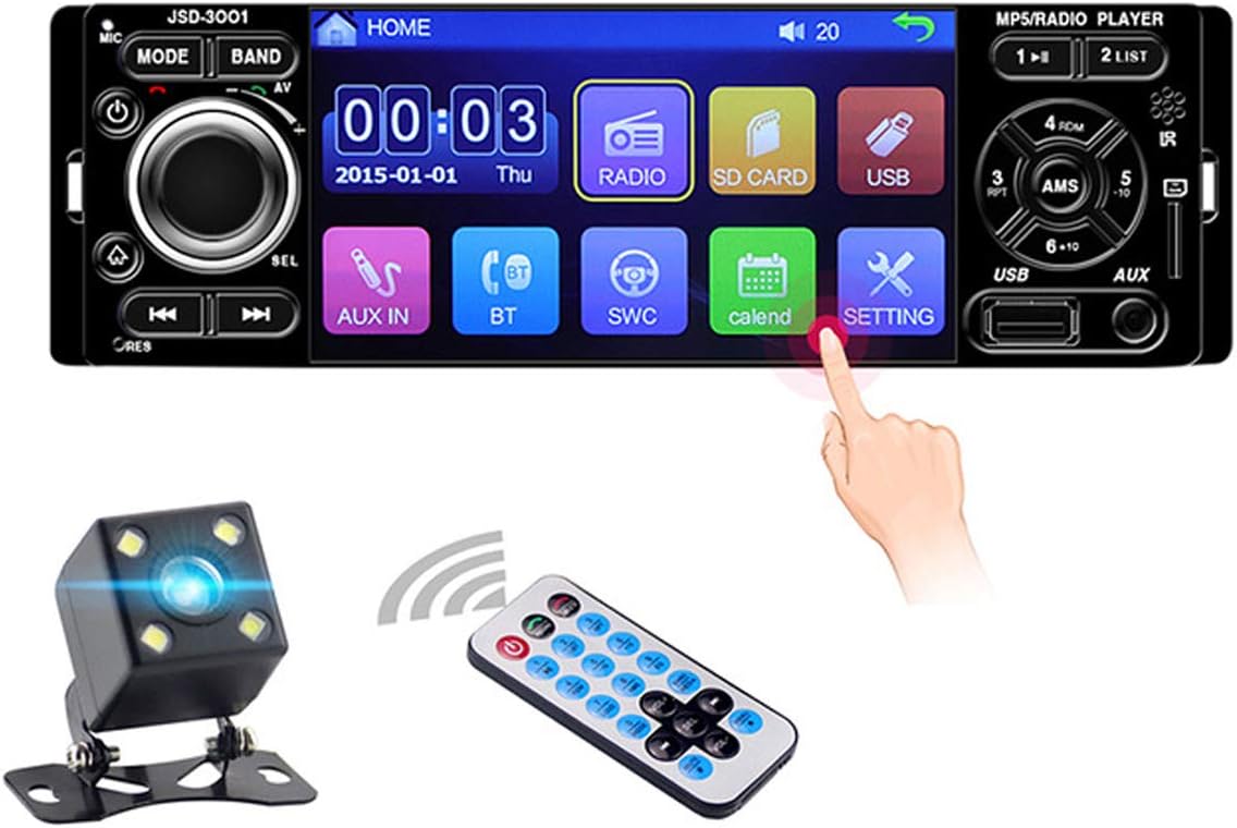 Car Radio 1 din JSD-3001 4.1 inch Touch Screen Auto Audio Mirror Link Car Stereo Bluetooth with 4 LED Rear View Camera