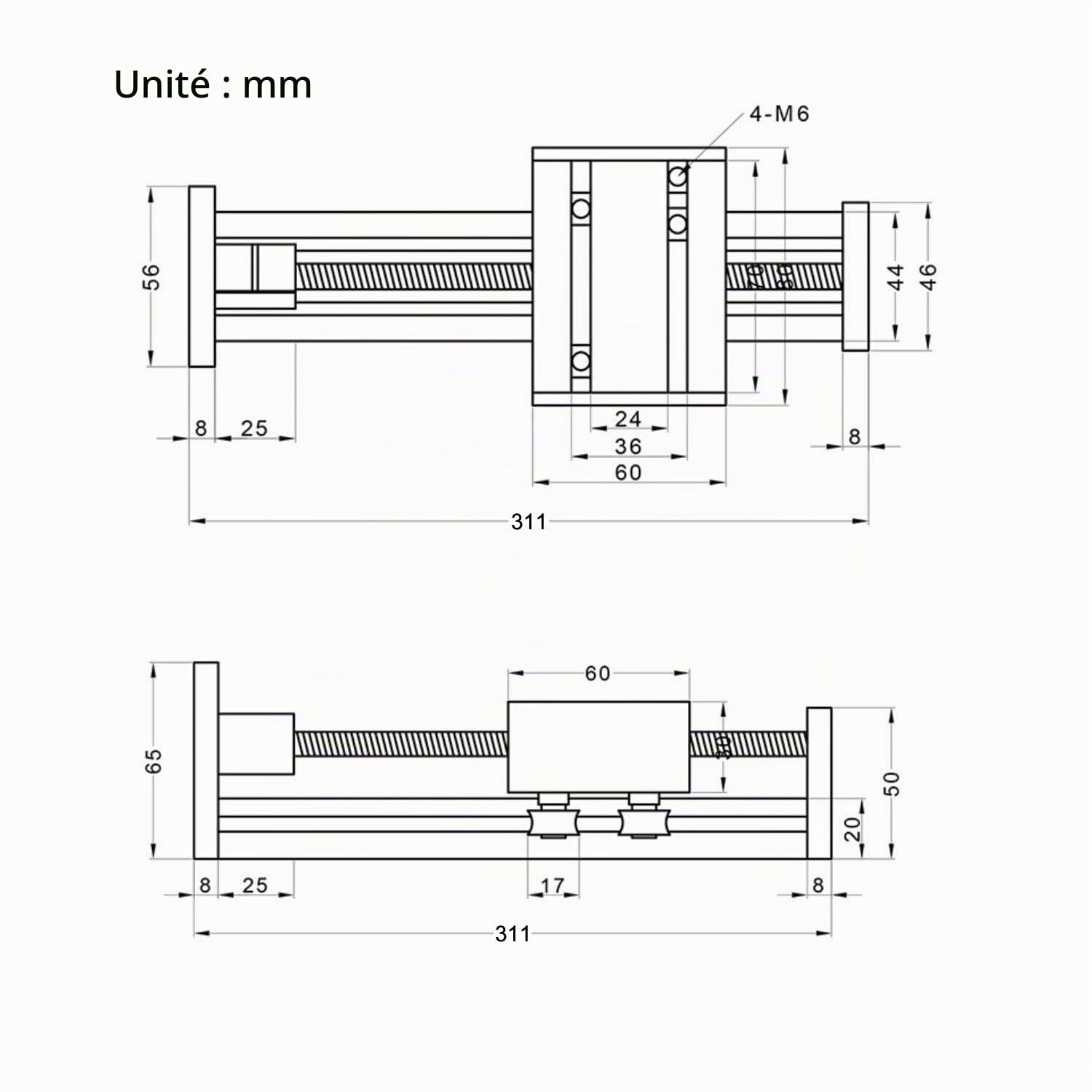 1 vis à bille SFU1605 avec moteur pas-à-pas NEMA17, longueur de course efficace de 200mm pour routeur CNC DIY Pièces X Y Z Actionneur linéaire de scène (Taille:200mm)