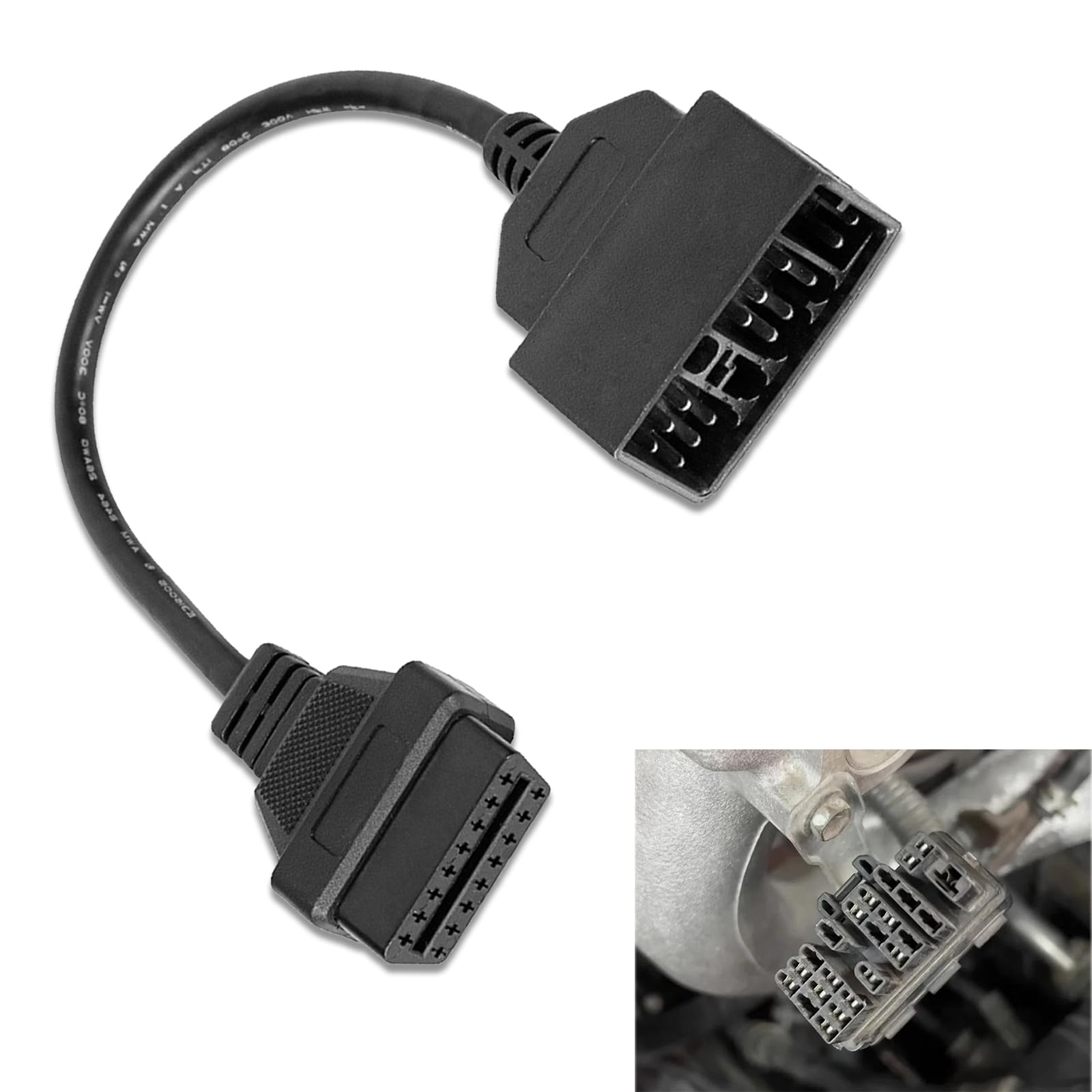 Auto Scanner Diagnosegerät Konvertierungskabel - 22 Pin auf 16 Pin OBD2 Adapter, 11,8 Zoll Länge, Tragbares Fahrzeuganschlusskabel für Reparatur (Schwarz)