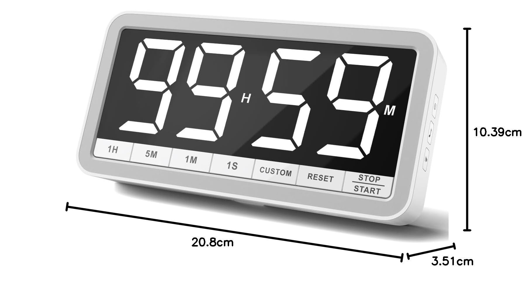 VOCOO Temporizador de Cocina Digital: Temporizador de Cuenta Regresiva magnética Extra Grande con 3 Brillo, 4 alarmas y 3 Niveles de Volumen, Temporizador de batería LED para cocinar (Blanco)
