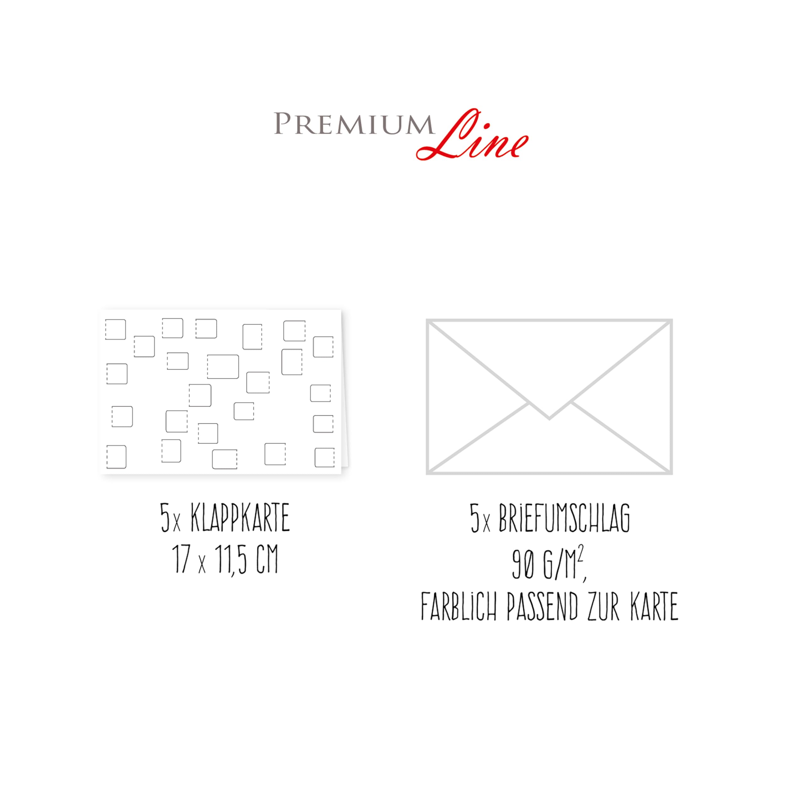 PremiumLine, calendario dell'Avvento, 5 pezzi, con busta, biglietto di auguri di Natale, 11,5 x 17,5 cm, biglietto pieghevole per calendario dell'Avvento