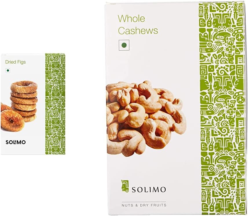 Amazon Brand - Solimo figs 500g & - Solimo Premium Cashews, 500g
