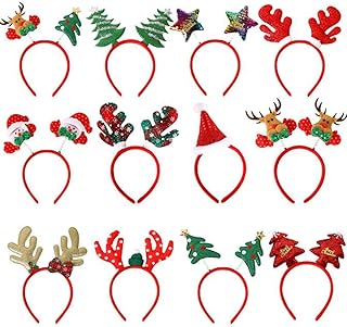 Snadulor 10PCS Christmas Headbands,Cute Holiday Headbands,christmas headdress for Christmas Holiday Party Christmas Dinner.