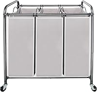 Vista 1 de STO STO Clasificador de ropa sucia de 3 secciones, cesta de ropa con 3 bolsas, cesta de lavandería con ruedas resistentes y bolsa extraíble para Gris