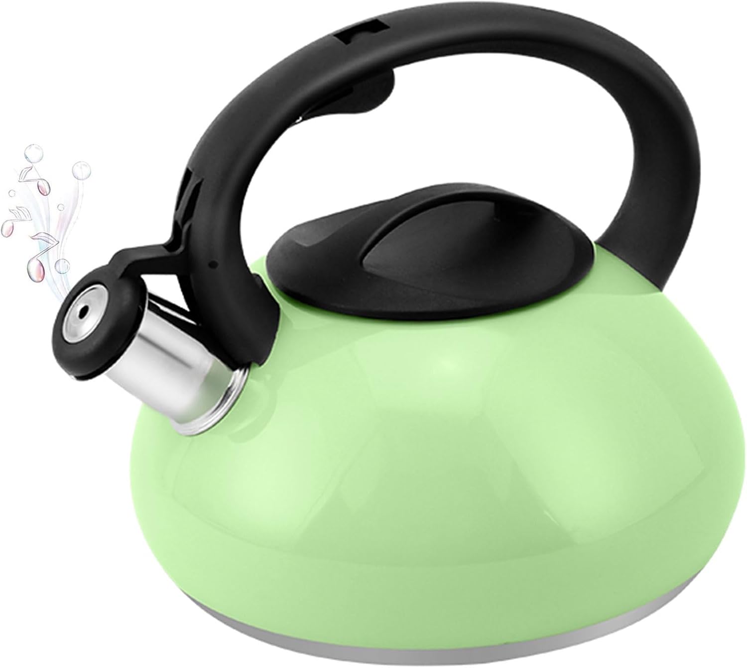 Tea Kettle for Stove Top Whistling, Cute Green Teapot, 304 Stainless Steel Hot Water Kettle Pot for Camping Home Kitchen