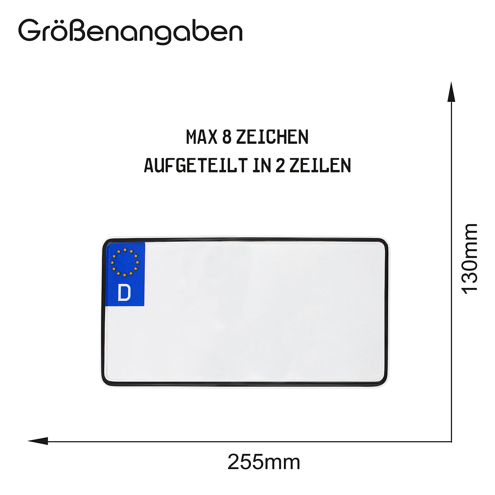 Finest Folia DIN-zertifizierte Kfz-Kennzeichen 255x130mm zweizeilig für Leichtkraftrad 125er Roller 50 bis 125 CCM offizielle Nummernschilder Wunschkennzeichen (16 Kennzeichen Leichtkraftrad)