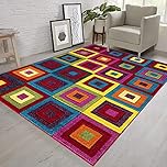 renoazul® Multi Colour Area Rugs for Living Room, Hallway, Bedroom and Office, 200 x 290 cm, Square Bright, Soft Thick Pile Fluffy Thick Plush Polypropylene Carpet