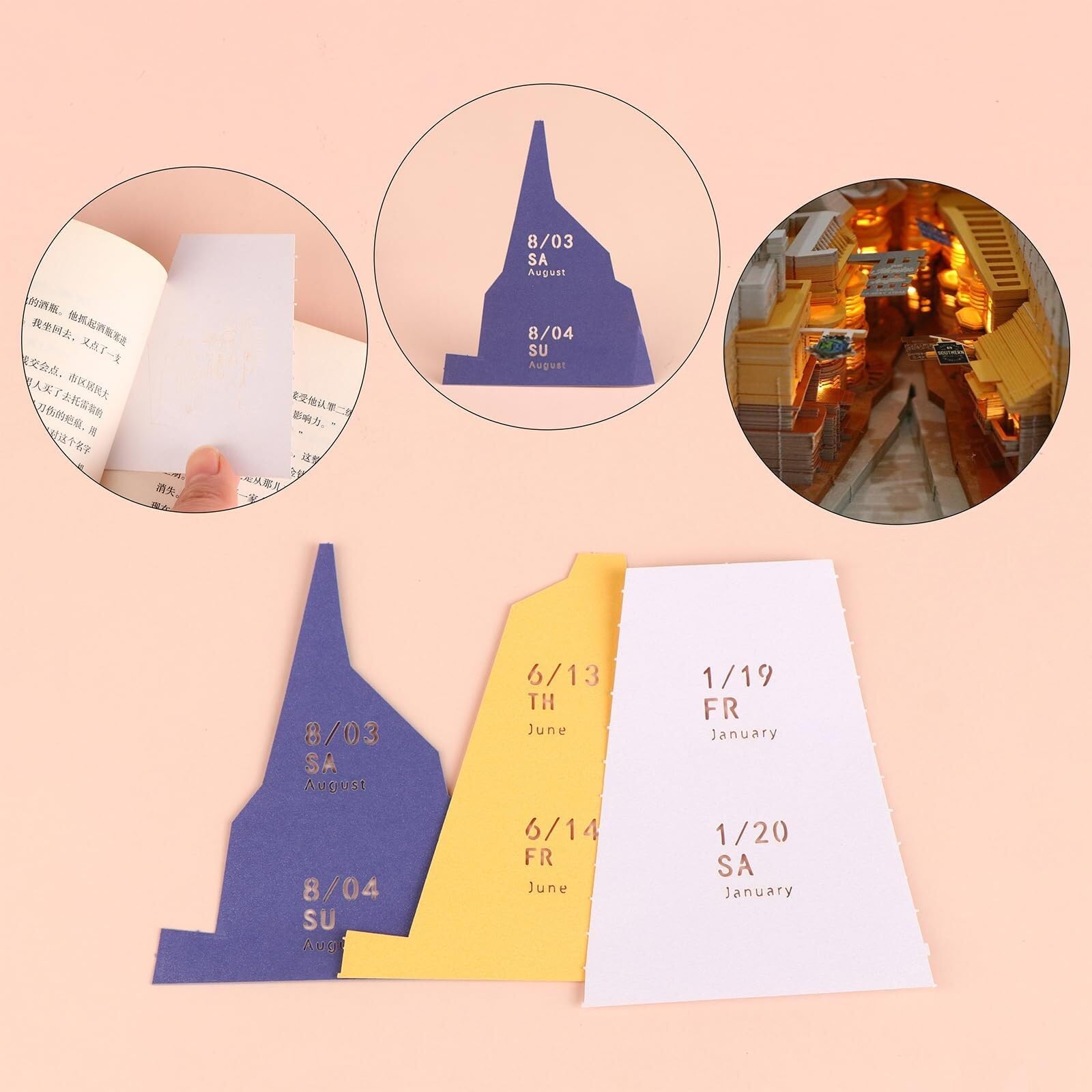 Monatlicher Tischkalender Kalender 2026, Schreibtisch-Notizblock mit 3D-Katzenmotiv aus Papier, Geschenkidee Rezeptionisten-Zubehör(Diagon Alley,With Light)