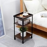 Table d'appoint pour les petits espaces,3 Table d'extrémité de niveau avec plateau de rangement en métal, Table de chevet de table mince de petite Narrow,Nightstand pour Hallway,Salle de séjour,Chambre, Bureau (Cherry)