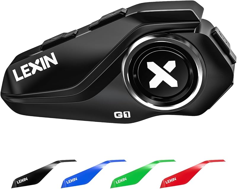 LEXIN G1 Motorcycle Bluetooth Headset, 40mm Helmet Speakers, Dual Mics