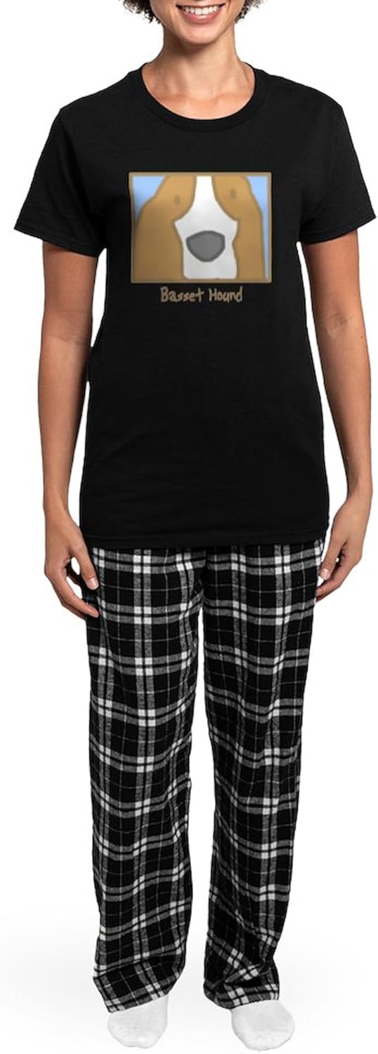 CafePress Generic_Basset_Black Women's Dark Pajamas Womens Novelty PJ Sleepwear