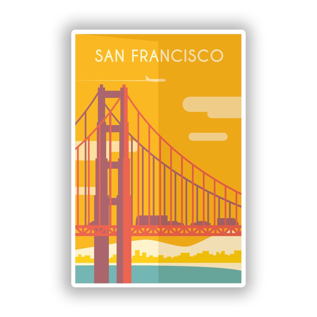 Destinationvinyl Multi 2 X 15Cm/150Mm San Francisco Usa Vinyl Stickers Travel Luggage #7996