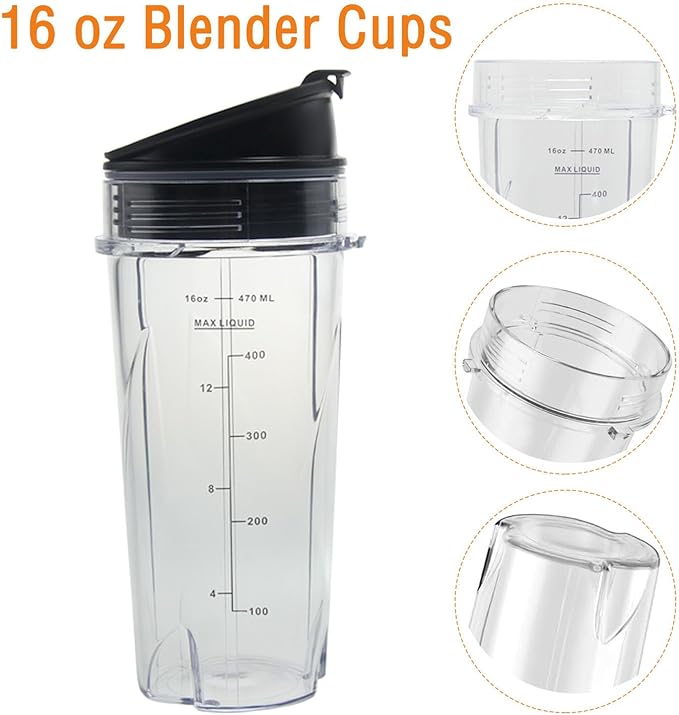 Vasos de repuesto de 16 oz para licuadoras Ninja, paquete de 2 miniatura 6