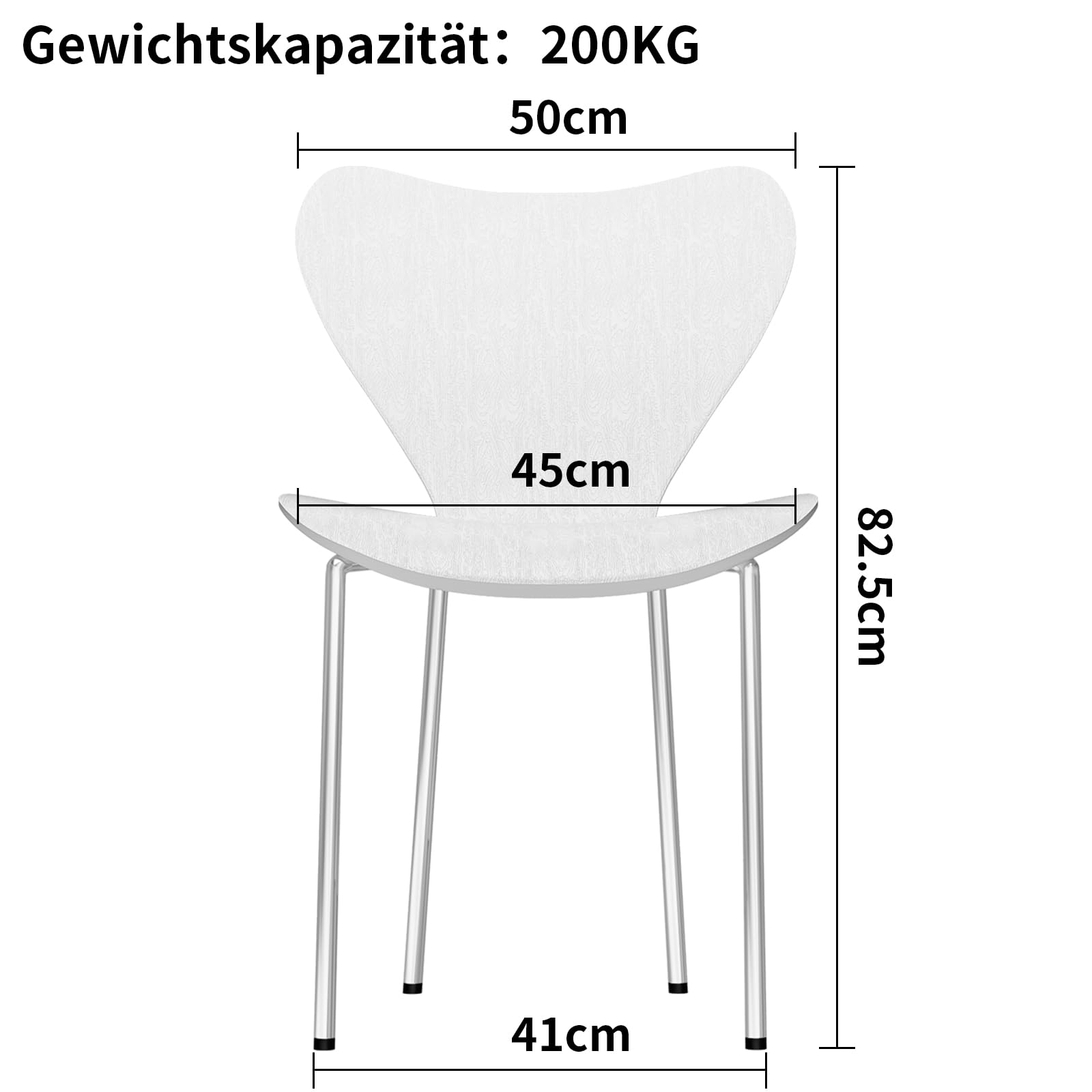 Set di 4 sedie ergonomiche con gambe in metallo regolabili in polipropilene, sedie da cucina per sala da pranzo, soggiorno, ufficio, 45,5 x 40 x 82,5 cm, colore 2